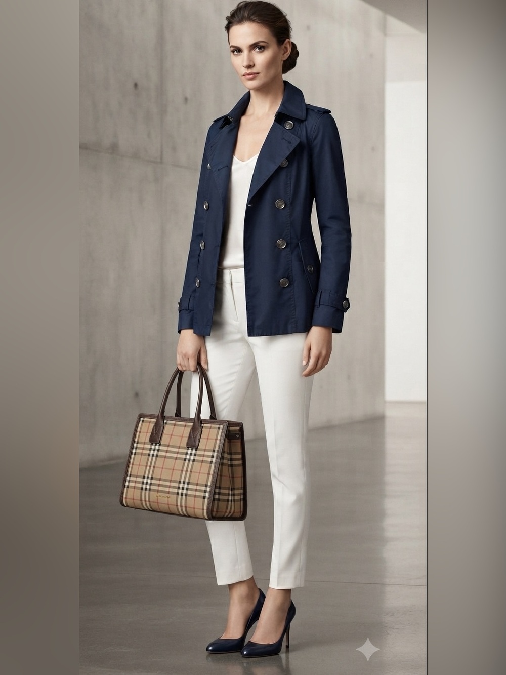 Burberry navy double breasted jacket